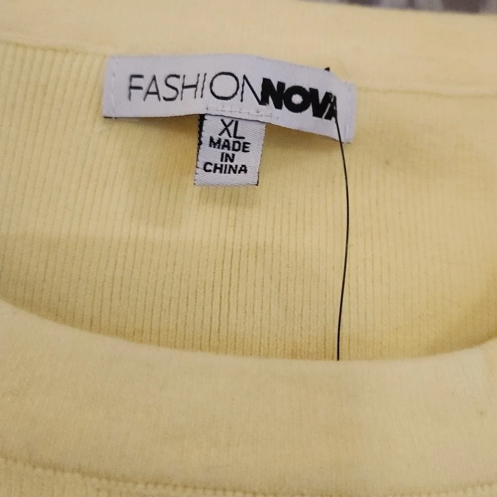 Fashion Nova glow up sweater mini dress yellow XL NWT